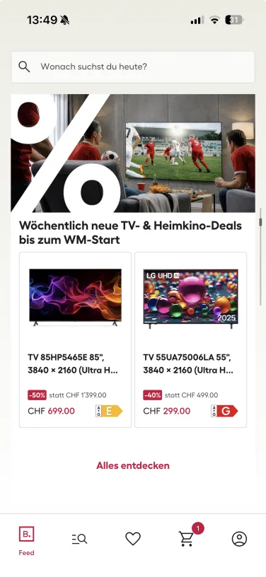 BRACK.CH · App-Screen